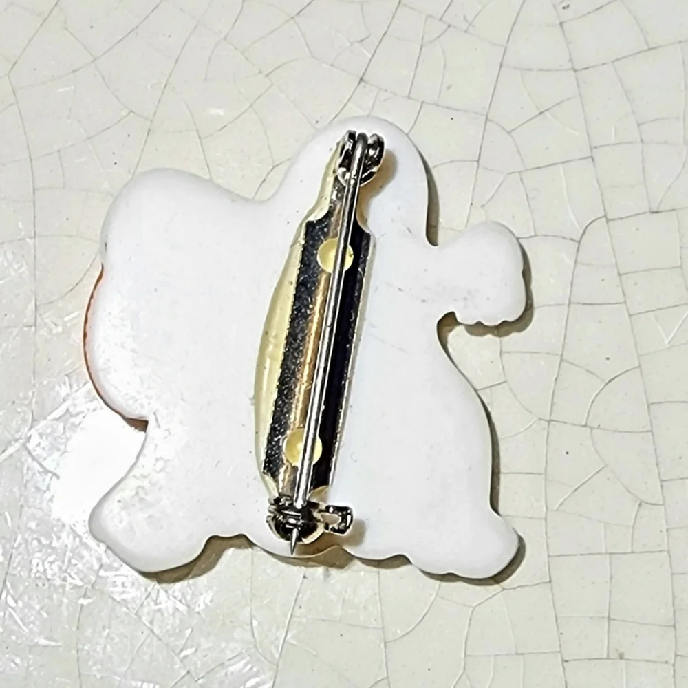 Happy Halloween ghost with pumpkin brooch